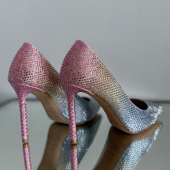 New JIMMY CHOO Romy 100 Leather Embellished Pumps $1,595 37 - Picture 10 of 16